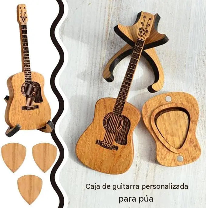 🔥VENTA CALIENTE 50% DE DESCUENTO🎸Mini estuche de madera para púas de guitarra