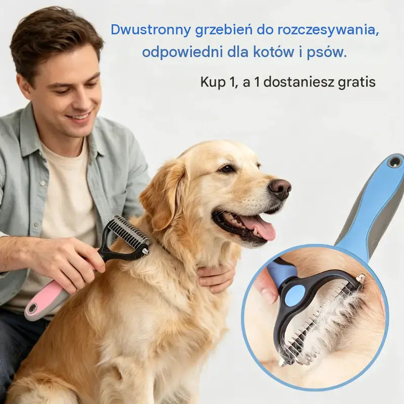 🐶【Kup 1 dostań 1 za darmo】Dwustronna szczotka do pielęgnacji i usuwania sierści zwierząt domowych