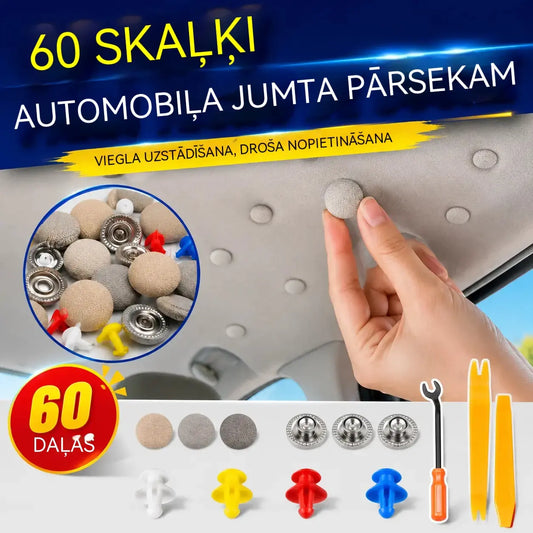 🔥【60 gabali】🚗 Automašīnas griestu apšuvuma stiprinājumi; komplektā iekļauti arī montāžas instrumenti, kas atvieglo demontāžu un atkārtotu uzstādīšanu.
