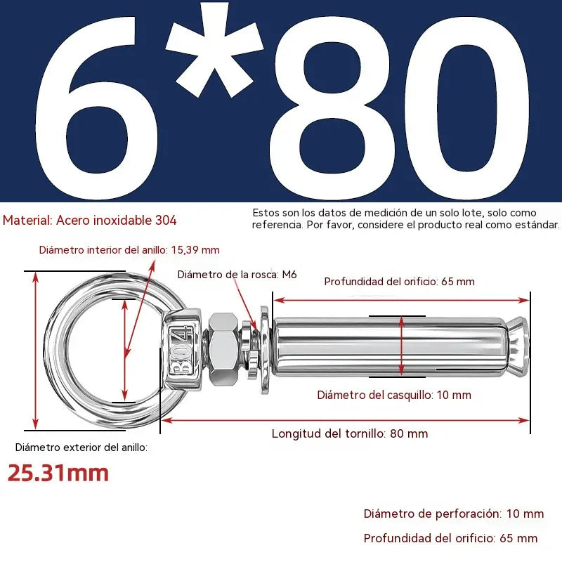 【Compra 2 y llévate 2 gratis】🔥🔩Tornillo de expansión con anilla de elevación de acero inoxidable 304
