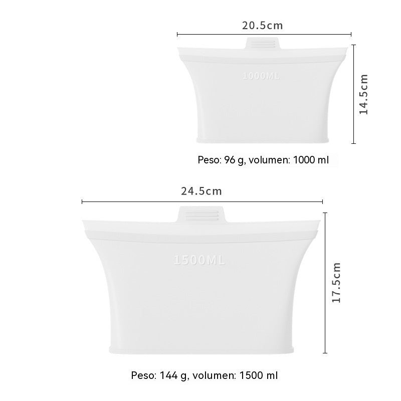 【1000ml+1500ml】Bolsas de silicona aptas para alimentos para sellar el refrigerador/bolsas para almacenar alimentos.