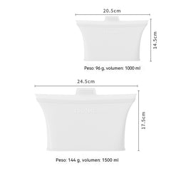【1000ml+1500ml】Bolsas de silicona aptas para alimentos para sellar el refrigerador/bolsas para almacenar alimentos.