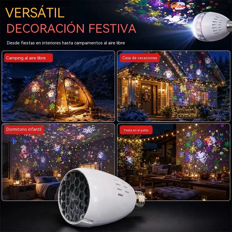 🎅Lámpara de proyección navideña giratoria E27 | 16 imágenes para fiestas✨