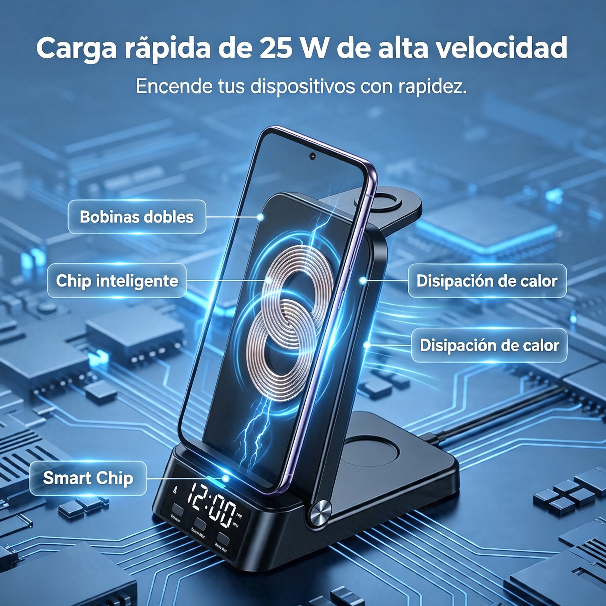 ⏳🔥¡50% DE DESCUENTO POR TIEMPO LIMITADO! 🌈Soporte de carga inalámbrica rápida 3 en 1