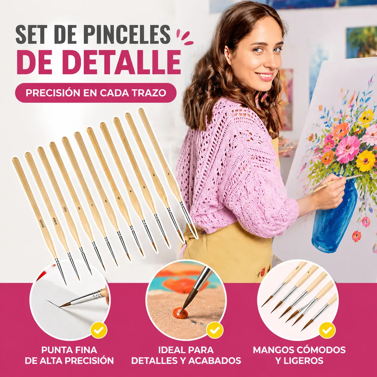 🎨【11 piezas】✨Juego de pinceles artísticos de alta calidad