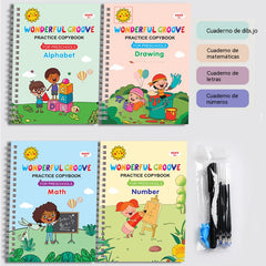 ✍️👶🏼Libro de caligrafía infantil reutilizable con ranuras (incluye recambios de bolígrafo, cuerpo del bolígrafo y empuñadura).