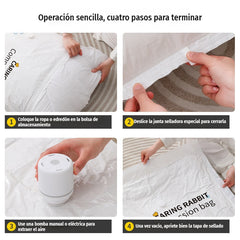 🧳【Juego de 5 piezas】💨 Bolsa de almacenamiento al vacío grande y compresible: no requiere bomba, es a prueba de fugas e ideal para ahorrar espacio en maletas y en casa ✈️