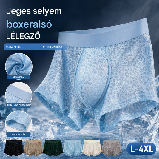 【L-4XL】Férfi jég selyem hálós alsónemű, plus size, lélegző.