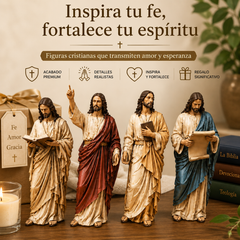 🔥 Último día: 50% de descuento - ✝️Conjunto de decoración de estantería con estatua de Jesús🙏Un compañero sagrado en tu camino diario de fe📚