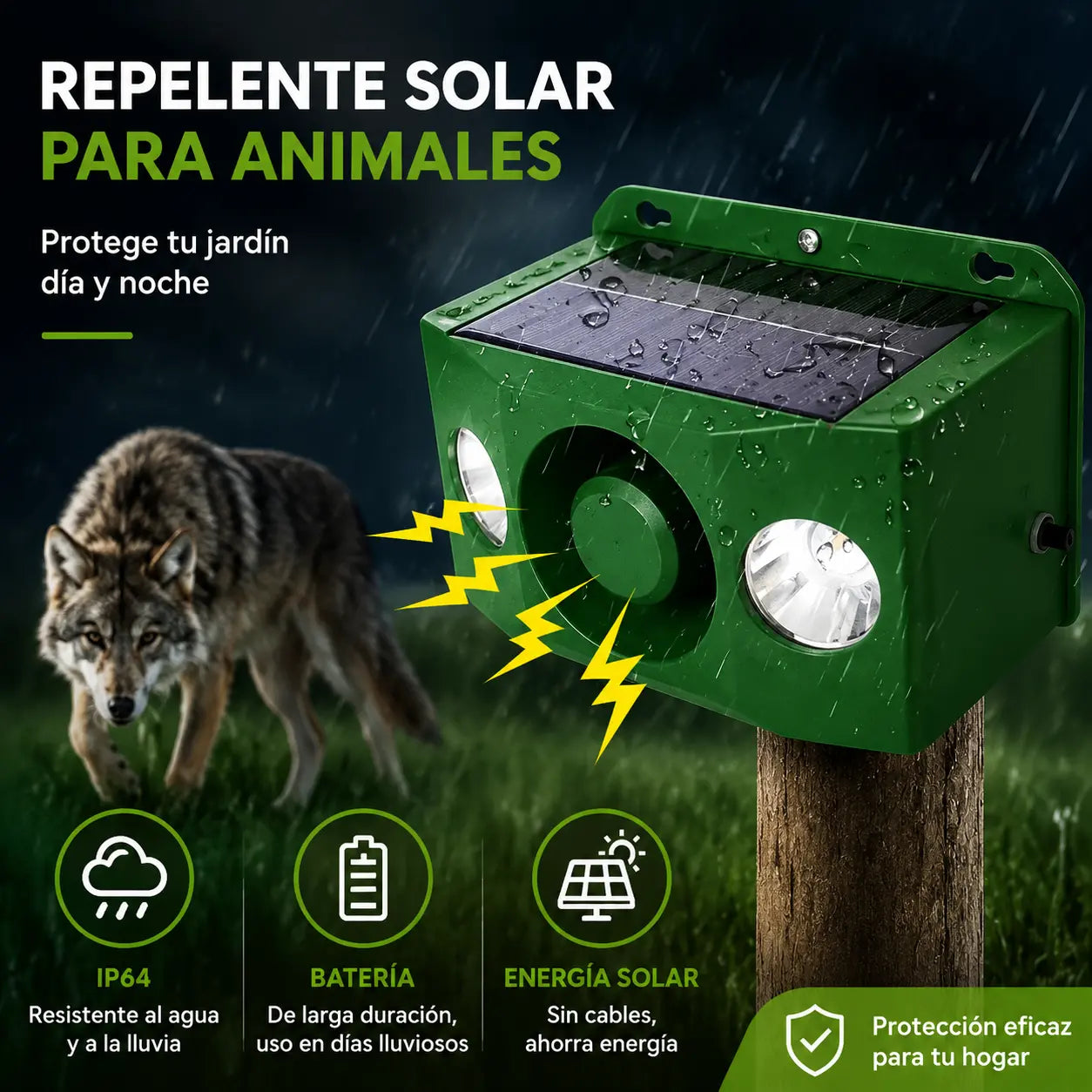 ✨🐅Repelente ultrasónico de animales salvajes alimentado por energía solar