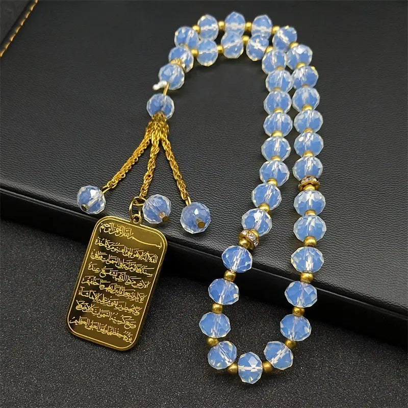 📢📢¡¡50% de descuento!! 💎✨Adorno colgante para coche: medallón árabe de acero inoxidable con cadena de cristal azul.