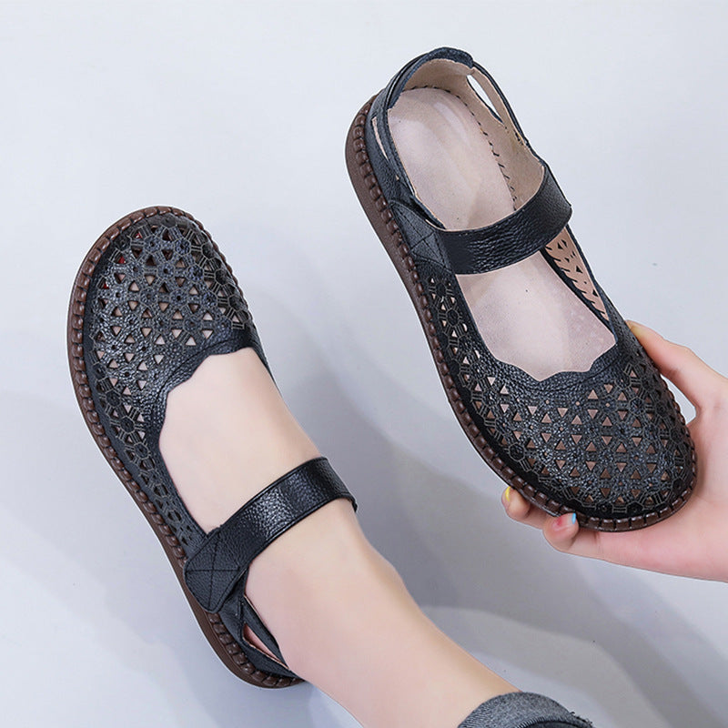 👡👡【35-40】【Piel de vaca de primera capa】Sandalias de mujer de piel auténtica, zapatos de suela blanda.