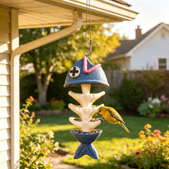 🐟🐦Comedero colgante creativo con forma de esqueleto de pez