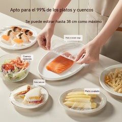 【Juego de 300 piezas】Cubierta desechable de film transparente, tipo colgante, multifuncional para la conservación de alimentos y protección contra el polvo doméstico.