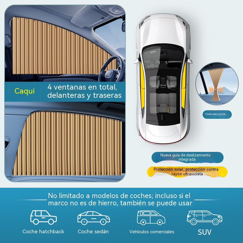 [Juego de 4 piezas] Cortina parasol con riel deslizante para ventana de coche y aislamiento térmico
