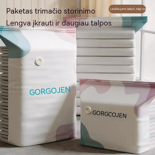 🧳 5 vnt. už 29 eurus 💨 Didelis, suspaudžiamas vakuuminis maišas daiktams laikyti: nereikia siurblio, sandarus, puikiai tinka vietai taupyti lagaminuose ir namuose ✈️
