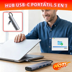 🔌✨ Hub USB-C portátil 5 en 1 con salida HDMI 4K 🎥💻