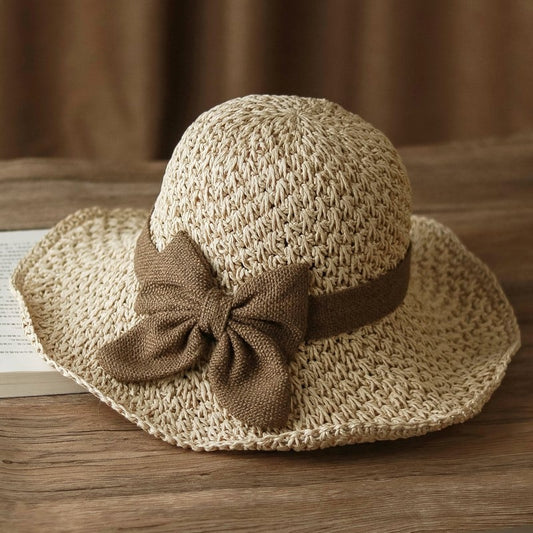 🎀🎀 50% DE DESCUENTO 👒 | Sombrero de paja con lazo retro – Plegable y transpirable para el verano