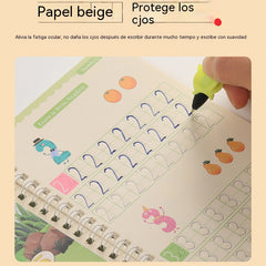 ✍️👶🏼Libro de caligrafía infantil reutilizable con ranuras (incluye recambios de bolígrafo, cuerpo del bolígrafo y empuñadura).
