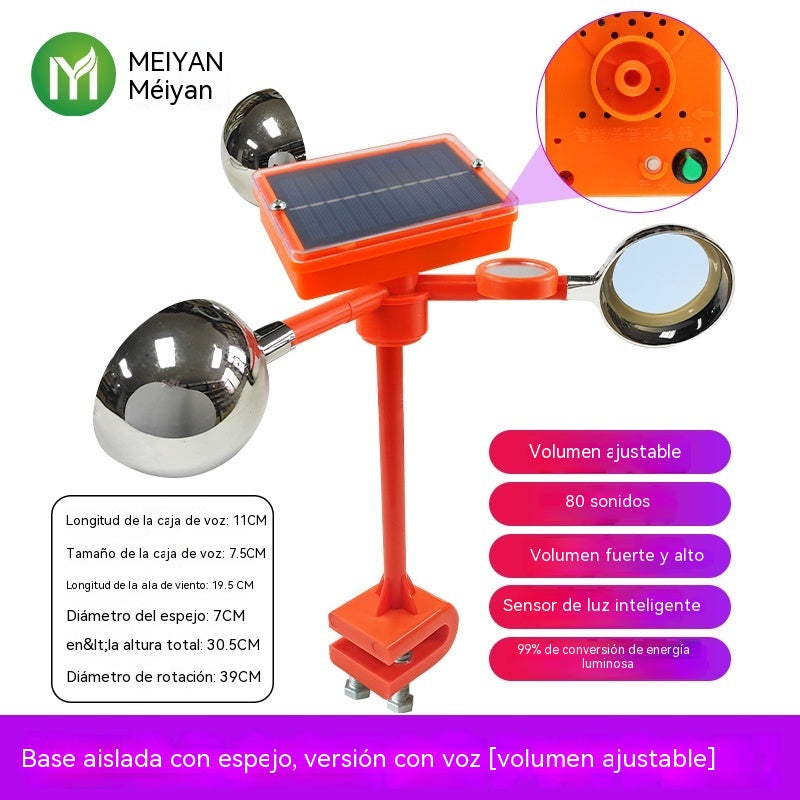 【50% de descuento】🐦🦉Nuevo ahuyentador de pájaros con voz ajustable, alimentado por energía solar y eólica, mejorado