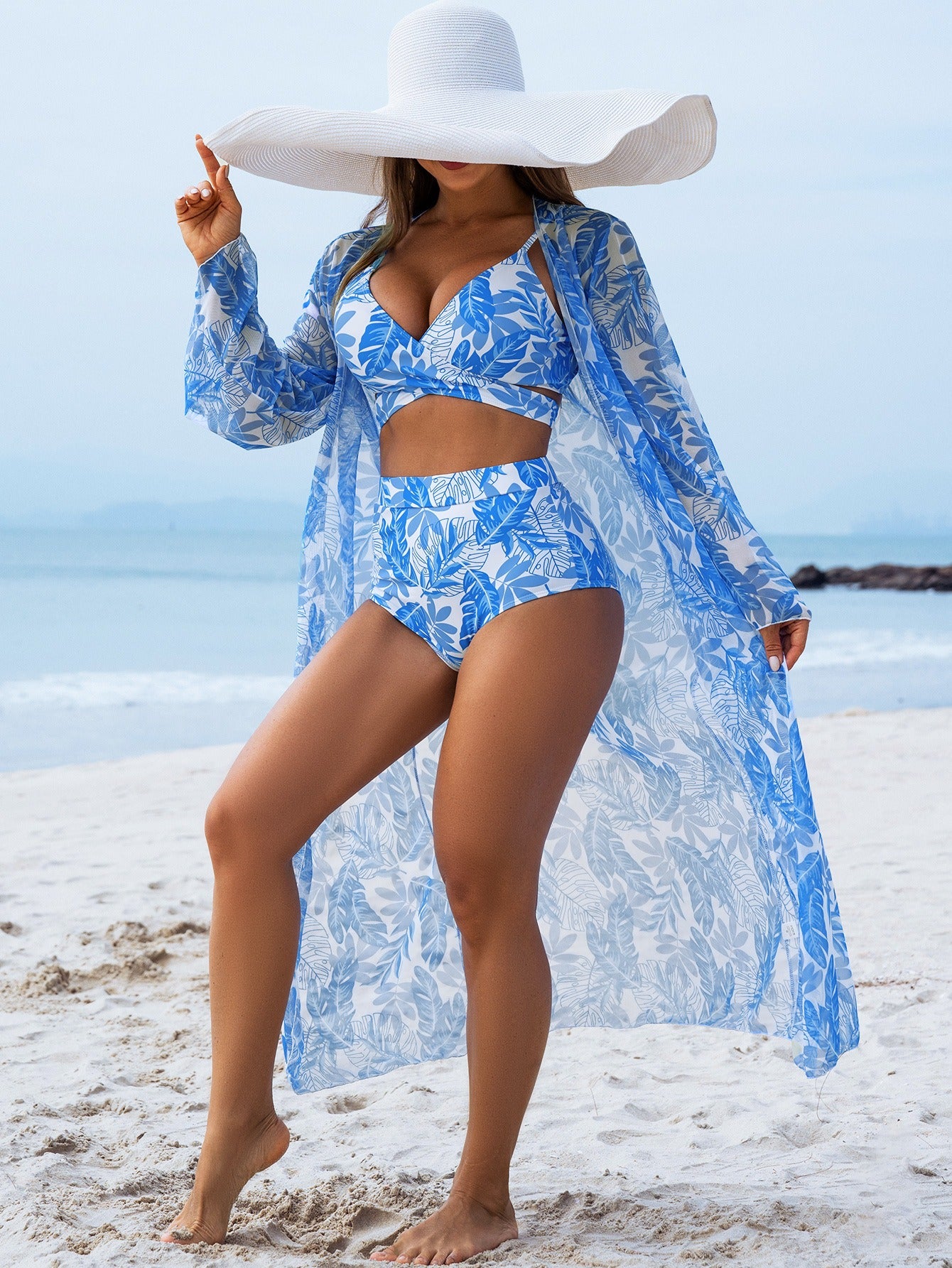 🩱🏖️【Descuento del último día】【40-100KG】Conjunto de traje de baño de tres piezas sexy y moderno