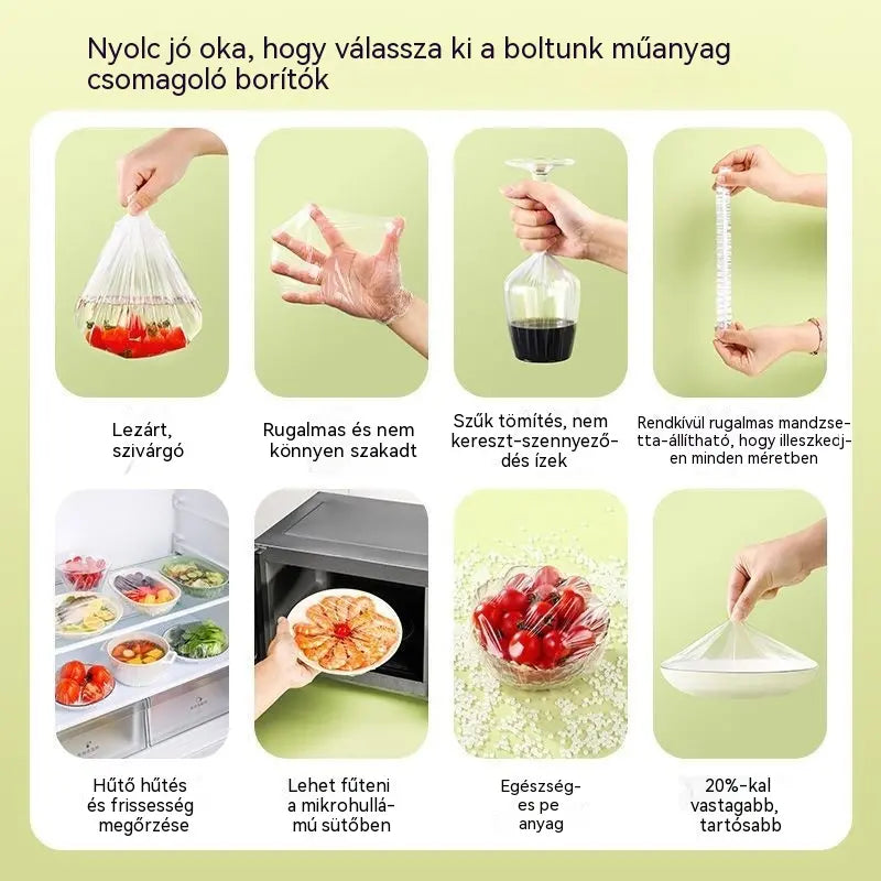 🥗✨ 450 eldobható ételfedő | Rugalmas fedők tányérokhoz, tálakhoz és edényekhez