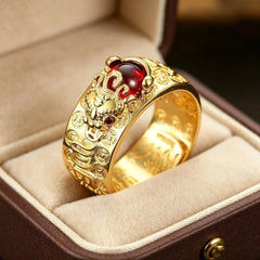 🔥Compre 1 y obtenga 1 gratis（2 piezas）💖Anillo de plata 999, estilo retro unisex con amuleto de la suerte Pixiu, fuerte y de moda.