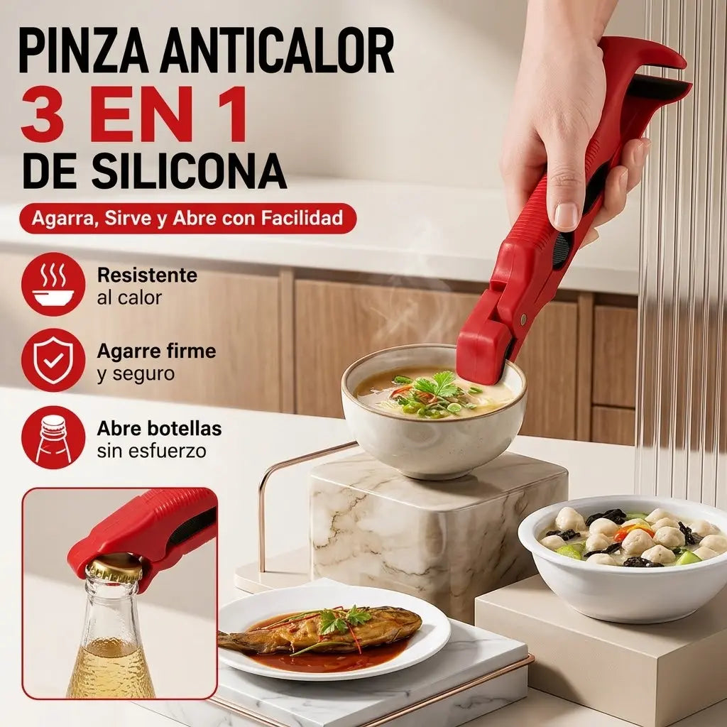 📢 ¡Compra 1 y recibe 1 gratis! 🔥✨ Pinzas de silicona 3 en 1 pinzas antiquemaduras pinzas para tazones antideslizantes pinzas de cocina