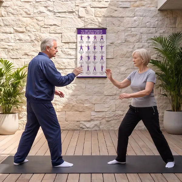 🧘‍♀️🖼️Póster de ejercicios de Tai Chi para personas mayores，Un regalo saludable para tus padres