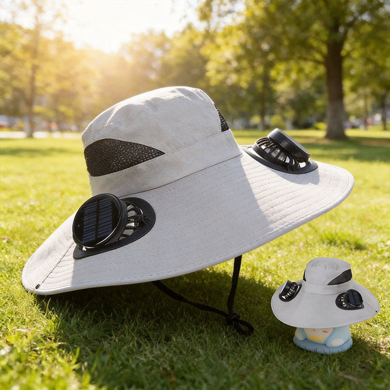 🧢☀️ Sombrero con ventilador solar: protección UV y sombra para la playa / senderismo / pesca / acampada 🏖️🏕️