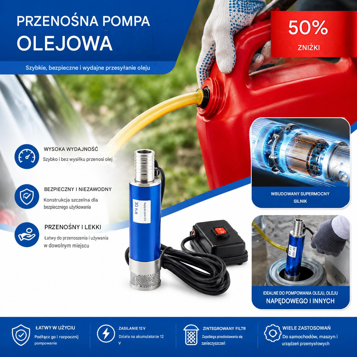 【Kup 1, a drugi dostaniesz gratis】Nowa pompa olejowa Denaqi 21 V na baterię litową, pompa do oleju i wody o podwójnym zastosowaniu, bateria litowa