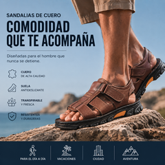 🔥👟 (50%OFF)【Tamaño 38 ~ 44】 Sandalias de playa antideslizantes de cuero suave hechas a mano para hombres