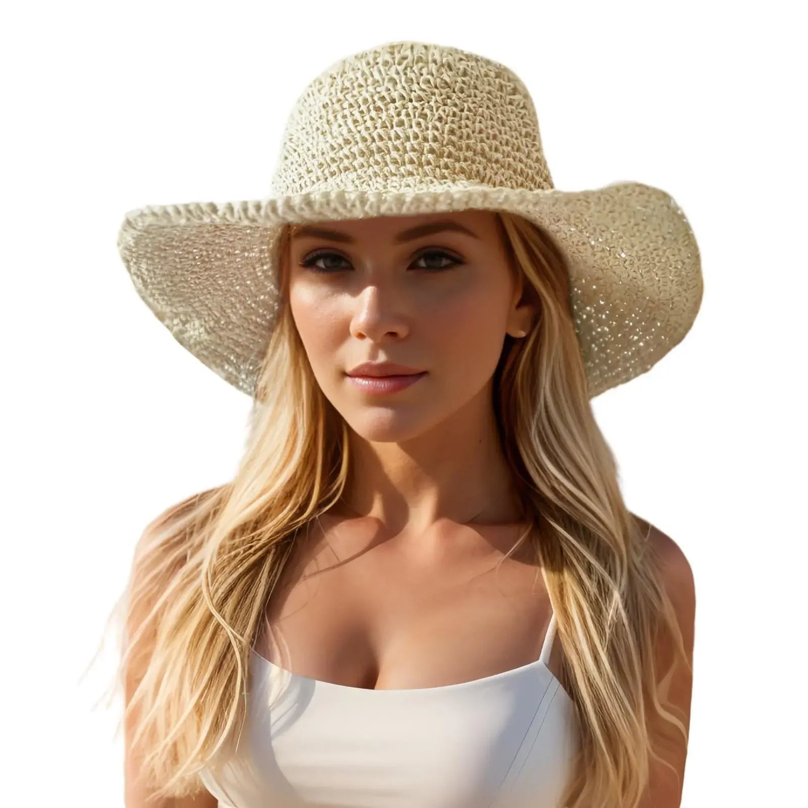 👒🌾 Sombrero de Paja Tejido a Mano – Transpirable, con Protección UV, Ideal para Playa y Viajes ☀️🏖️