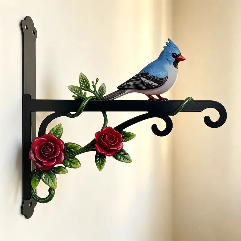 🐦【Decoración de jardín 2026】Soporte de pared de hierro forjado para macetas, gancho decorativo estilo retro con pájaros y flores para el jardín (6 diseños) ✨