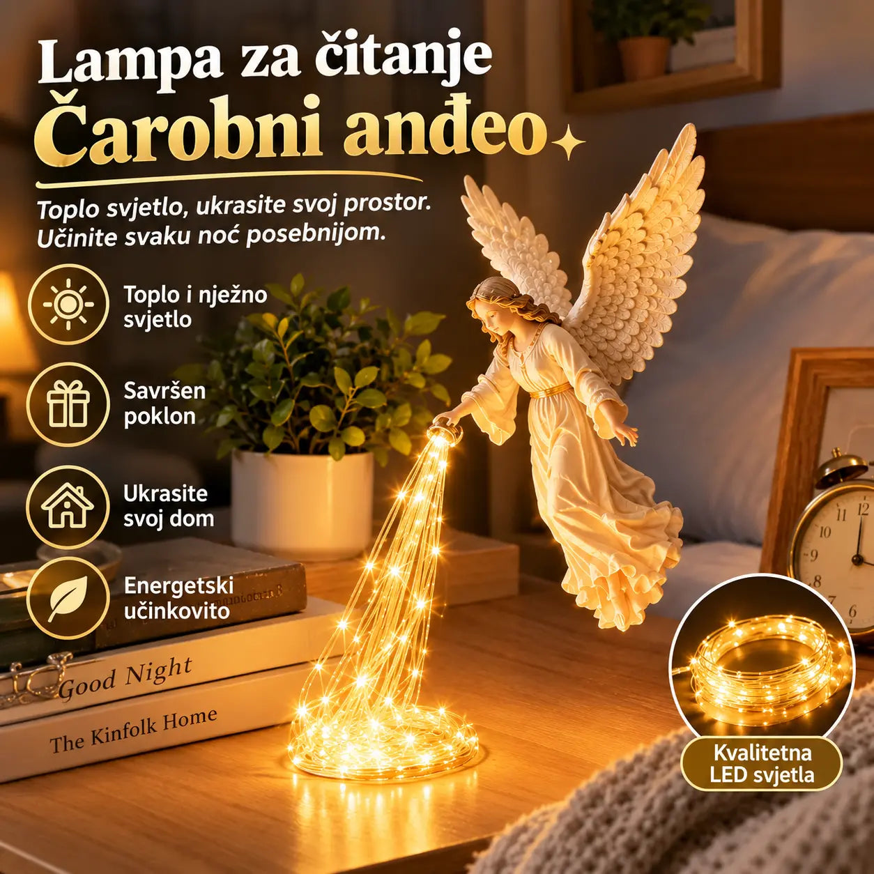 🎃🔥 3D Dekorativno LED svjetlo s anđelom | Dekoracija za policu s maštovitim osvjetljenjem