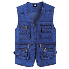 🔥【Oferta por tiempo limitado】【XL-7XL】2025 Chaleco vaquero multibolsillos para hombr
