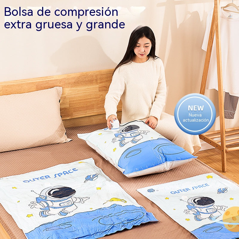 🧳【Juego de 5 piezas】💨 Bolsa de almacenamiento al vacío grande y compresible: no requiere bomba, es a prueba de fugas e ideal para ahorrar espacio en maletas y en casa ✈️