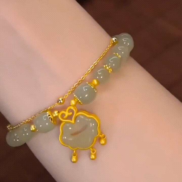 ✨Nueva pulsera de jade hetiano en oro de 14 quilates