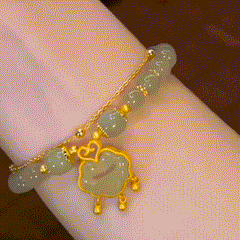 ✨Nueva pulsera de jade hetiano en oro de 14 quilates