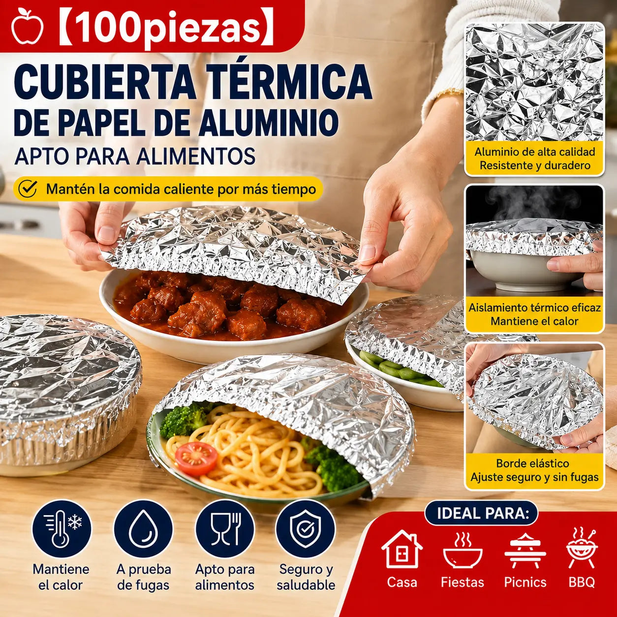 📢📢 ¡50% DE DESCUENTO!⏰【100 piezas】 Cubierta aislante de papel de aluminio