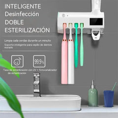 🔥1 pieza 27 euros🦷 Esterilizador de cepillos de dientes UV de pared - Sin taladro - Soporte de baño 3 en 1 🚿
