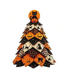 🎄Set de patchwork para árbol de Navidad de Halloween: Un adorno de Halloween que se puede hacer fácilmente con varias capas de tela, perfecto para los amantes del patchwork.