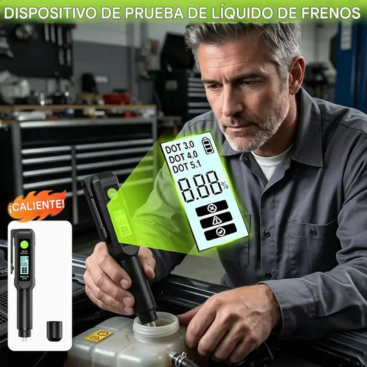 Comprobador digital de líquido de frenos YM-C03 - Portátil tipo bolígrafo para DOT 3 / DOT 4 / DOT 5.1, sonda de alta precisión, pantalla HTN y alarma sonora para el contenido de agua.