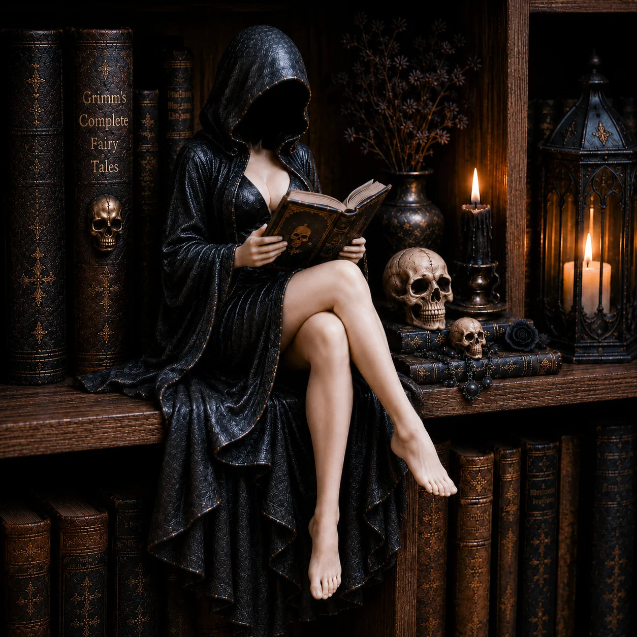 🔥【Novedad 2026】Estatuilla gótica «Lector encapuchado»: un adorno misterioso y sensual para el dormitorio o la oficina. ¡Un regalo decorativo de estilo *dark academia*! 🖤📖
