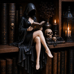 🔥【Novedad 2026】Estatuilla gótica «Lector encapuchado»: un adorno misterioso y sensual para el dormitorio o la oficina. ¡Un regalo decorativo de estilo *dark academia*! 🖤📖