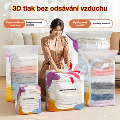 🧳【Sada 5 kusů】💨 Velký, stlačitelný vakuový úložný sáček: není potřeba pumpička, nepropustný a ideální pro úsporu místa v kufrech i doma ✈️