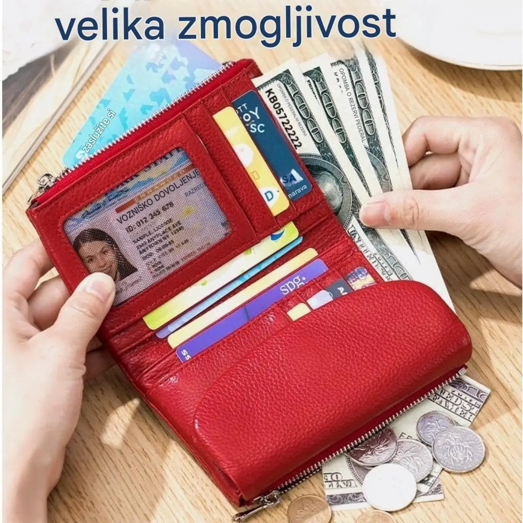 Unisex denarnica Pebble iz pravega usnja z RFID zaščito