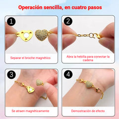 Conjunto de 14 piezas de pulsera y collar DIY con cierre magnético en forma de corazón