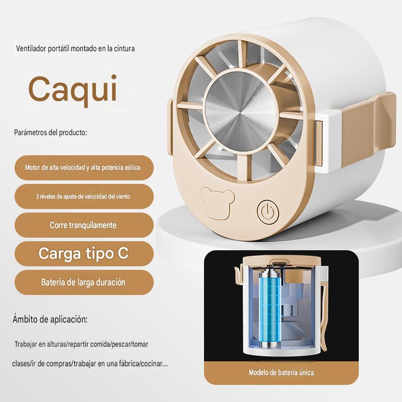 ❄Ventilador portátil USB para exteriores, montado en la cintura