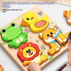🔥【1 juego de 4 estilos】👧🏻🧩 Rompecabezas 3D de madera Montessori para educación infantil